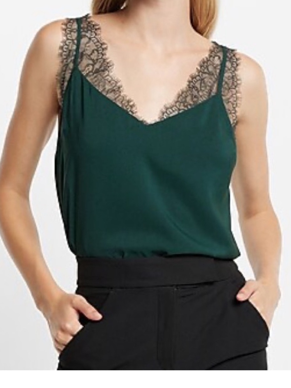 Express hunter green lace camisole blouse